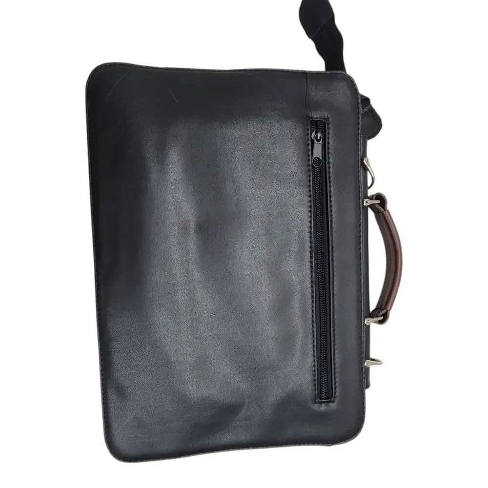 Western Faux Croc Briefcase Laptop Bag Heart Concho Black Brown Organizer